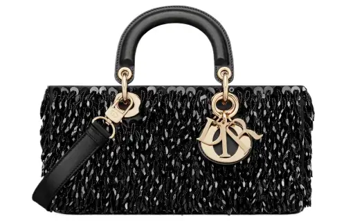DIOR Lady D JOY Glass Beads Shoulder Bag, Crossbody Bag, Handbag Medium Women's Black