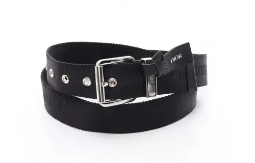 DIOR Leather Belts Men's Black Width 3.5CM