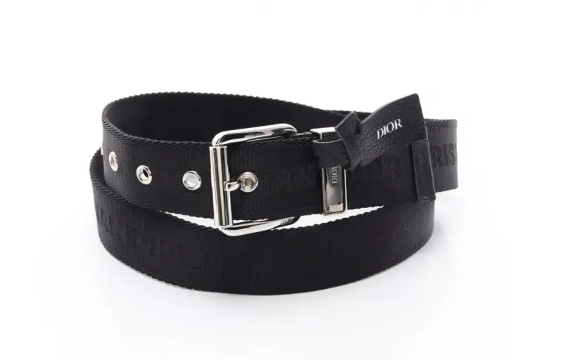 DIOR Leather Belts Men's Black Width 3.5CM