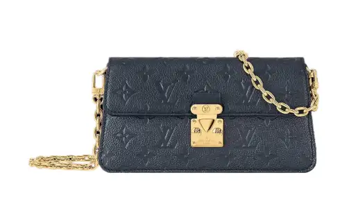 LOUIS VUITTON Grain Cow Leather Wallet Women's Marine Blue