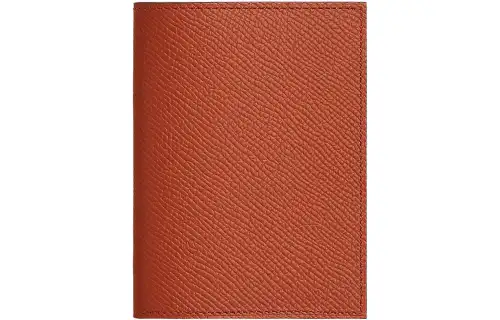 HERMES Flap Closure Epsom Calfskin Travel Storage Bag Unisex Clay & Orange