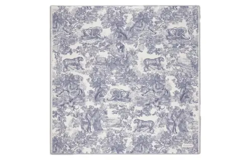 DIOR Animal Pattern Knit Scarves Women's Gray/Blue