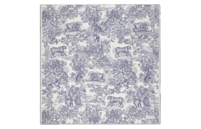 DIOR Animal Pattern Knit Scarves Women's Gray/Blue