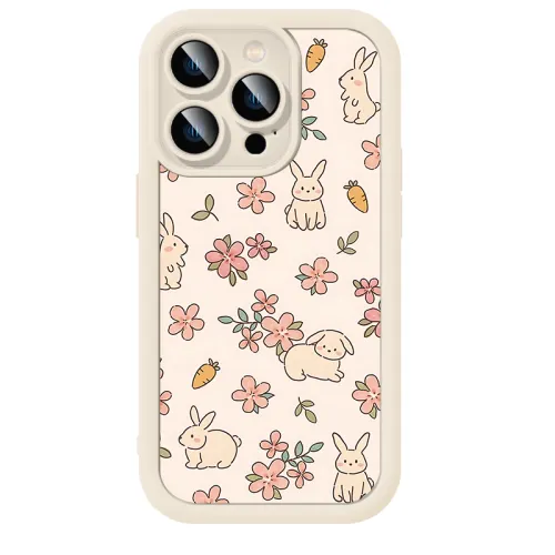 10 cents MSMF mobile phone case for girls, fresh rabbit floral soft shell, skin-friendly, anti-fall lens protection, men and women, suitable for Apple/apple 15/14/13/12/11/XR/XS/PLUS/PRO/MAX