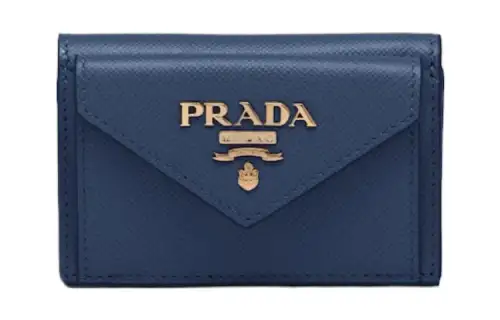 PRADA Saffiano Leather Wallet Small Women's Blue