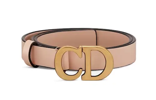 DIOR Solid Color Decoration, Smooth Buckle Leather Belts Women's Pink Width 2CM