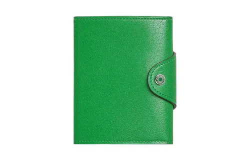 HERMES Chamkila Goat Skin Card Holder Mini Women's Green