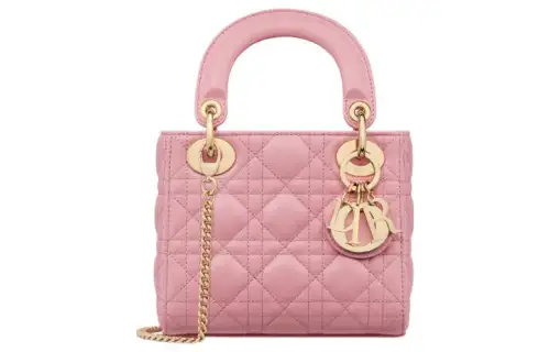 DIOR Lady Dior Sheepskin Handbag, Shoulder Bag, Crossbody Bag, Handbag Mini Women's Peach Pink