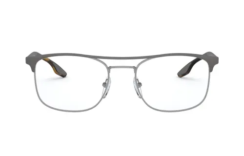 PRADA Plastic Metal Irregular Shape Eyeglass Frames Men's Gray