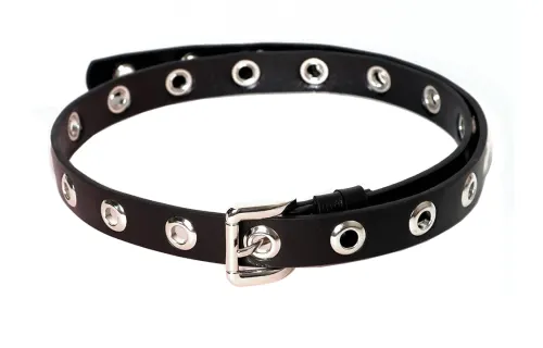 Balenciaga Stud Decoration Hoop Pin Buckle Leather Belts Women's Black Width 2.5cm
