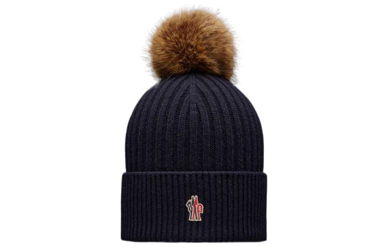 Женская шапка Moncler (темно-синяя)