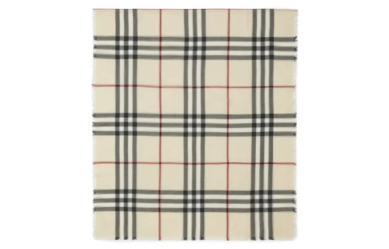 Burberry Raw-cut Checked Wool Scarf