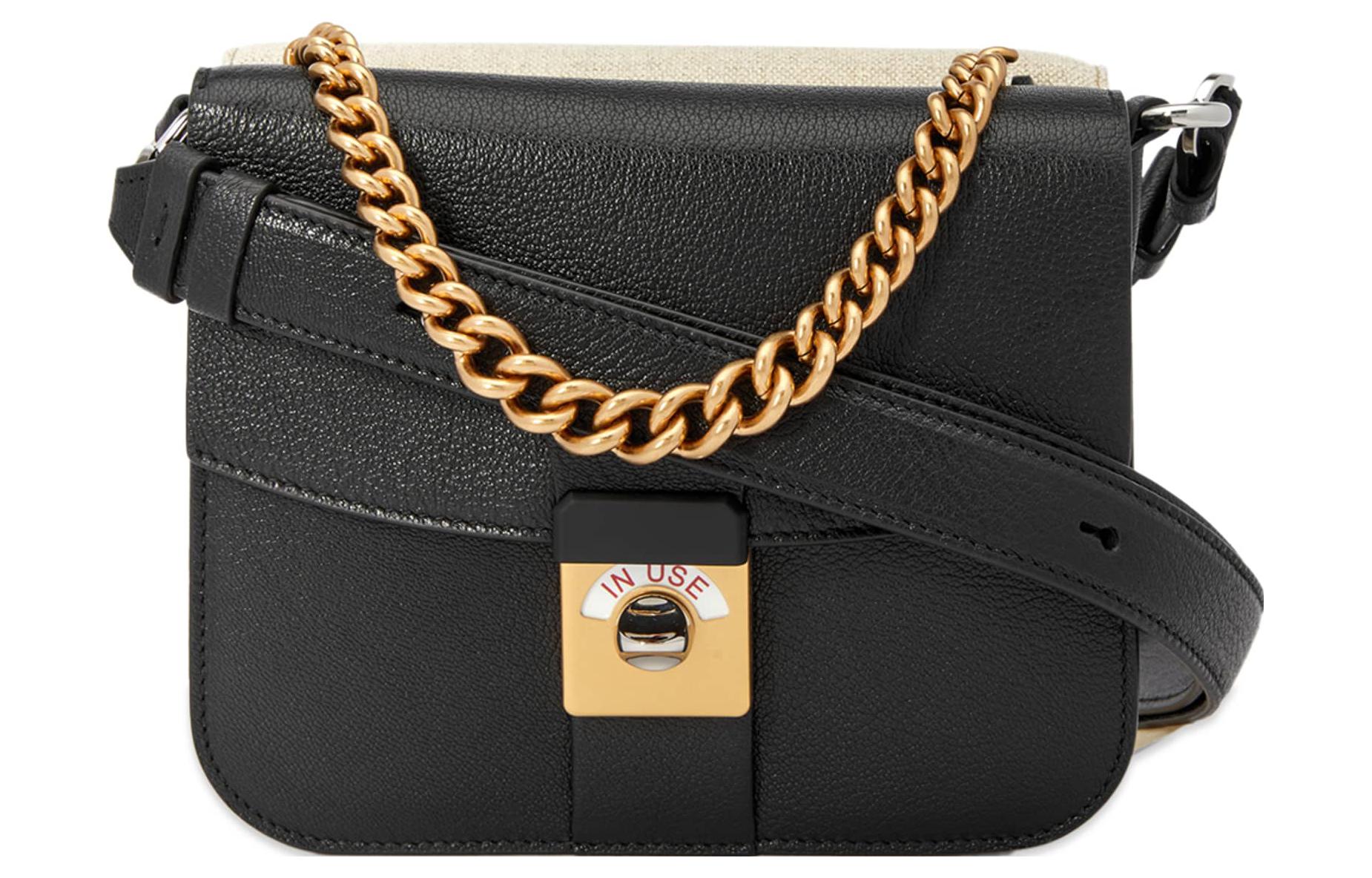 Maison Margiela Adjustable Strap Goatskin Shoulder Bag Women's Black & Ecru