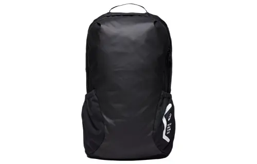 Asics Zip Closure Polyester Composite Leather Backpack Unisex Performance Black