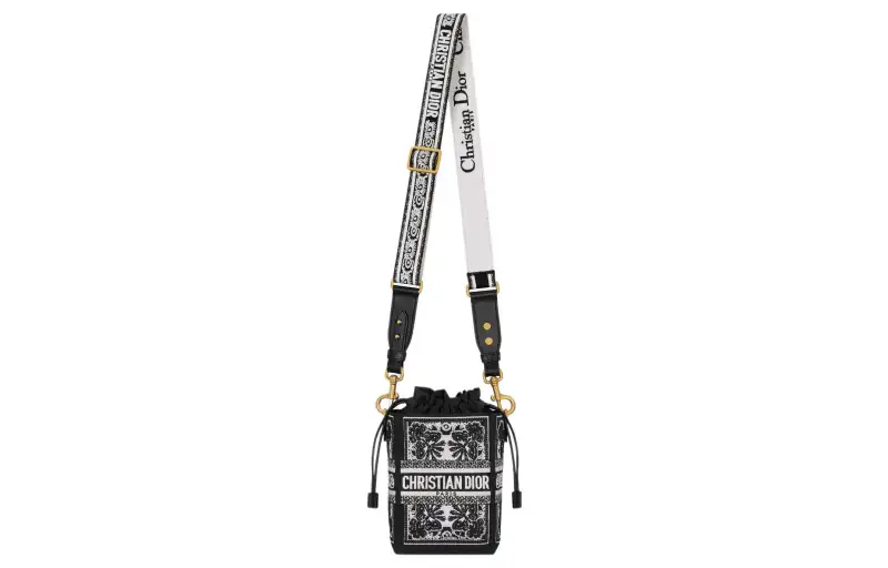 DIOR D Bubble Collection Embroidery Bucket Bags Crossbody Bag, Shoulder Bag Women's White & Black