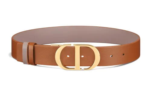 DIOR Calfskin Leather Belts Women's Brown Width 3.5cm
