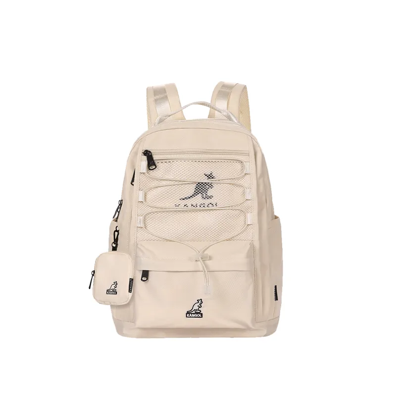 KANGOL Nylon Fabric Backpack Medium Unisex Ivory White/Milk Tea Apricot/Burgundy/Black/Khaki