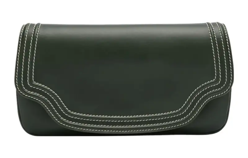 Loro Piana Calfskin Handheld Shoulder Bag Women's Deep Emeralds