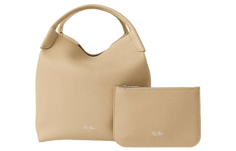 Loro Piana Canvas Trim With Textured Leather Handbag Regular Women's Beige