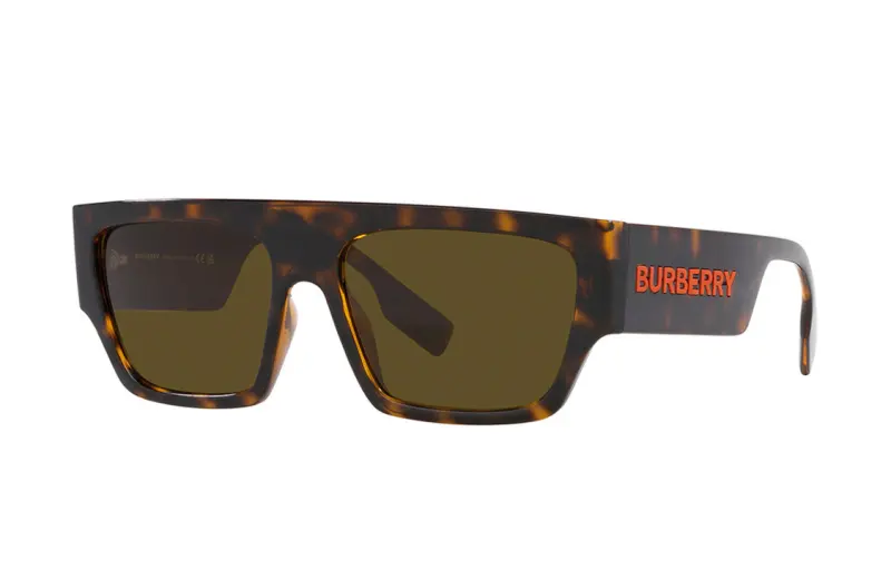 Burberry Plastic Rectangular Sunglasses Men's Brown