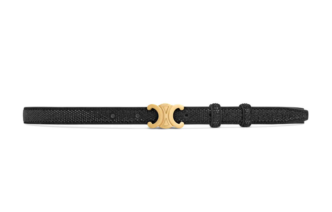 CELINE Small Triomphe Belt In Suede Calfskin With Strass
