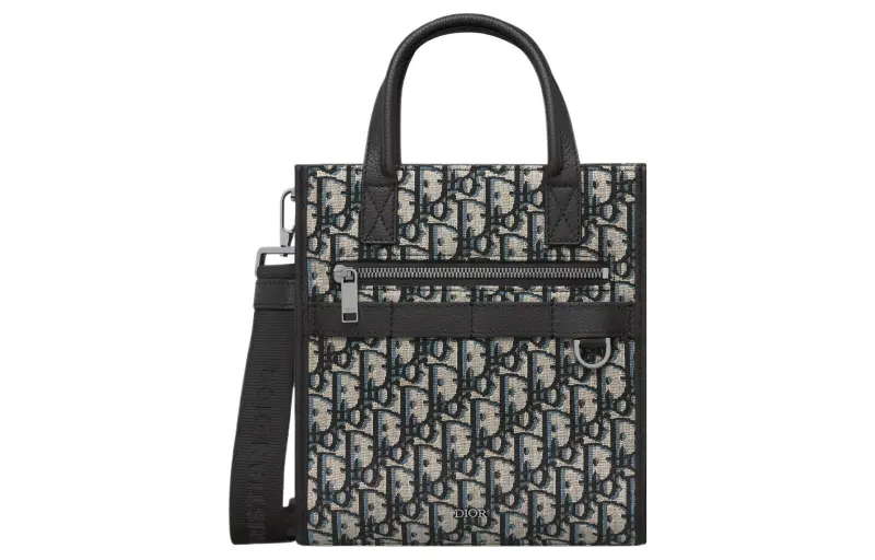 DIOR Oblique Printed Fabric Tote Bag, Shopping Bag, Handbag, Shoulder Bag, Crossbody Bag Regular Men's Beige & Black