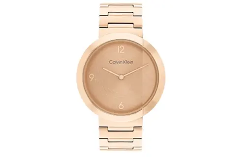 CALVIN KLEIN TIMELESS Wrist Watches Quartz Movement Steel Strap 38mm Gold Dial Women's Watch 30m Water Resistant