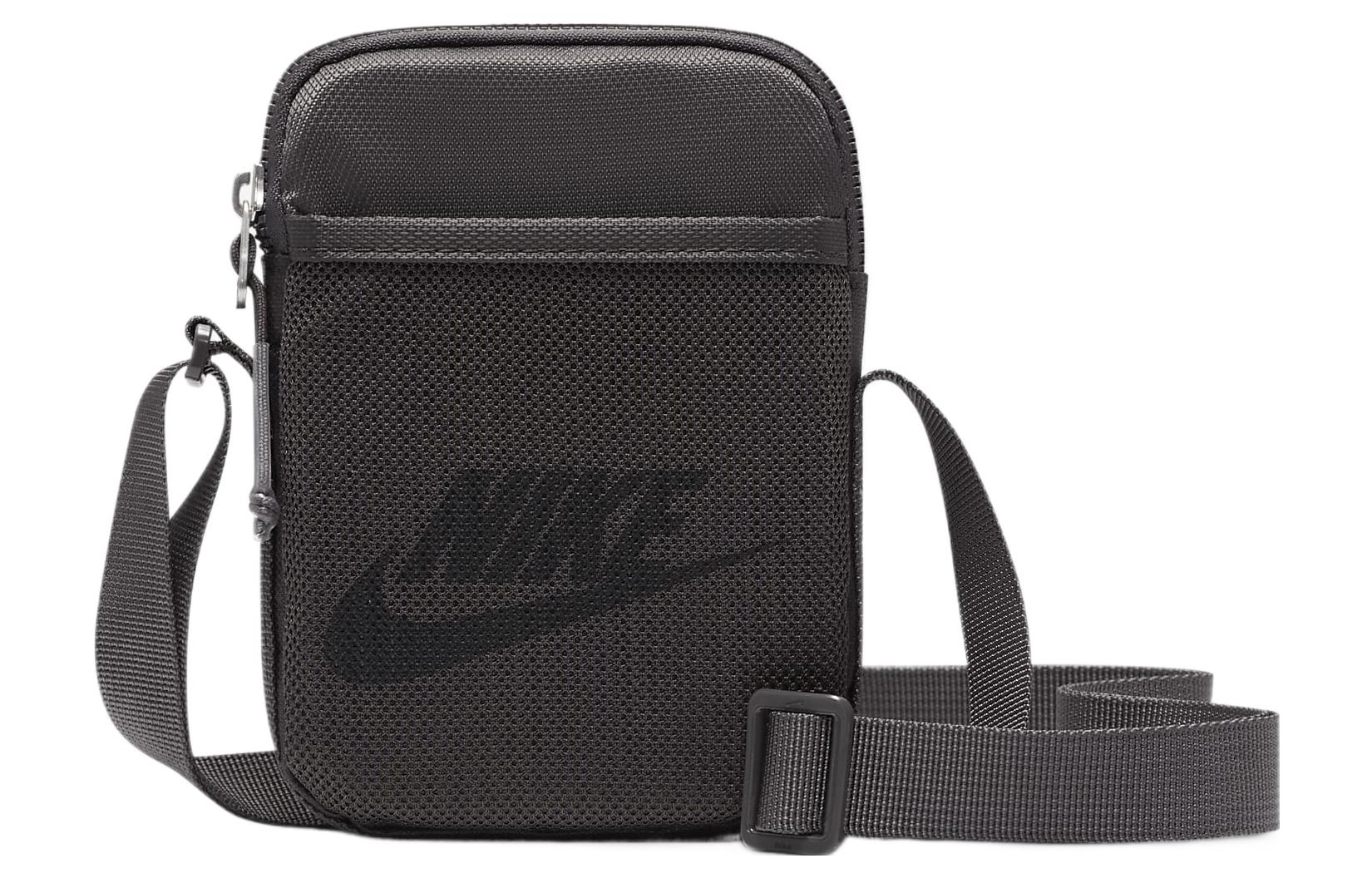 Nike Heritage Nylon Cell Phone Pouch, Shoulder Bag, Crossbody Bag Small Unisex Mid Gray & Black