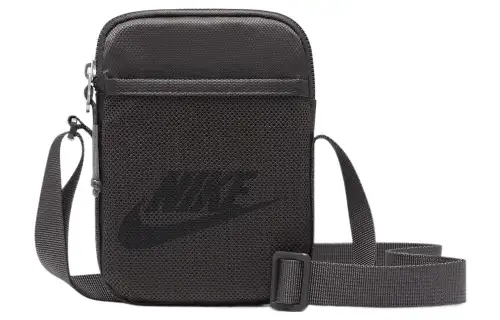 Nike Heritage Nylon Cell Phone Pouch, Shoulder Bag, Crossbody Bag Small Unisex Mid Gray & Black