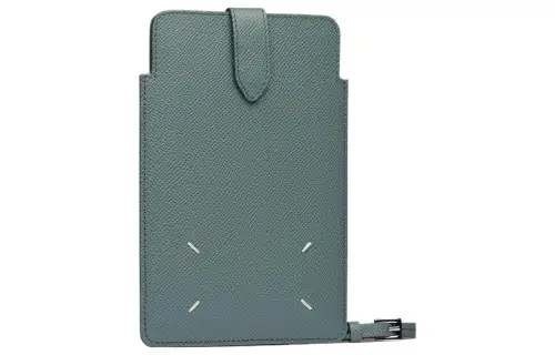 Maison Margiela Cow Leather Crossbody Cell Phone Pouch Women's Sea Blue