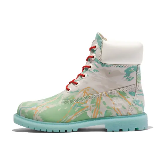 Timberland Women's Ski School Heritage 6 Inch Boot 'Trail Maps   Blue Green Nubuck'