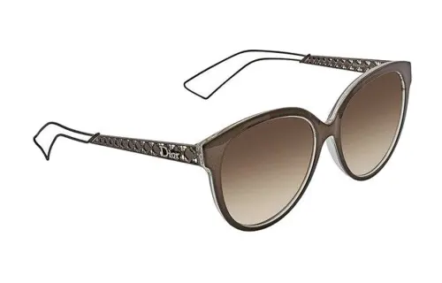 DIOR Metal Irregular Shape Sunglasses Women's Brown