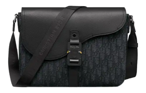 DIOR Oblique Printed Fabric With Grain Cow Leather Crossbody Bags Men's Black