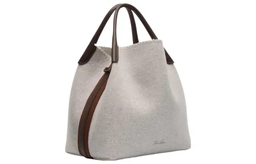 Loro Piana Cashmere With Leather Crossbody Handbag Women's Dark Chocolate Liquorice