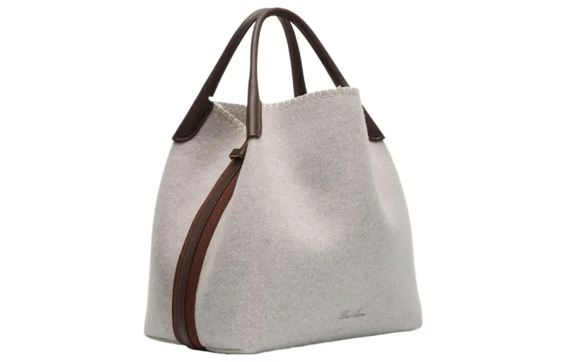 Loro Piana Cashmere With Leather Crossbody Handbag Women's Dark Chocolate Liquorice