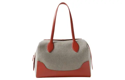 Loro Piana Sesia Felt With Cow Leather Handbag, Shoulder Bag Large Women's Red