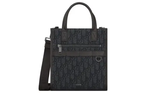 DIOR Oblique Printed Fabric Tote Bag, Shopping Bag, Handbag, Shoulder Bag, Crossbody Bag Regular Men's Black
