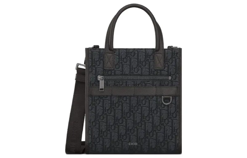 DIOR Oblique Printed Fabric Tote Bag, Shopping Bag, Handbag, Shoulder Bag, Crossbody Bag Regular Men's Black