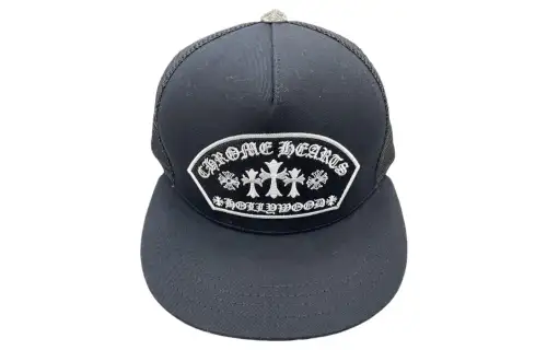 Chrome Hearts Hollywood triple cross embroidered trucker cap hat