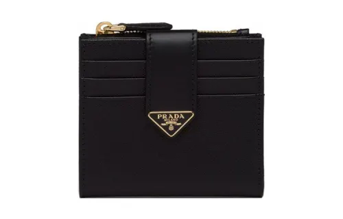 PRADA Cow Leather Wallet Women's Black