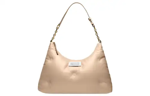 Maison Margiela Glam Slam Zip Closure Full Grain Nappa Leather Handbag Medium Women's Powder