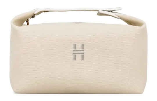 HERMES Bride a Brac Cotton Storage Bag, Toiletry Bag Large Women's Ecru