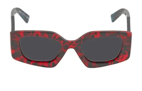 PRADA Plastic Irregular Shape Sunglasses Women's Red