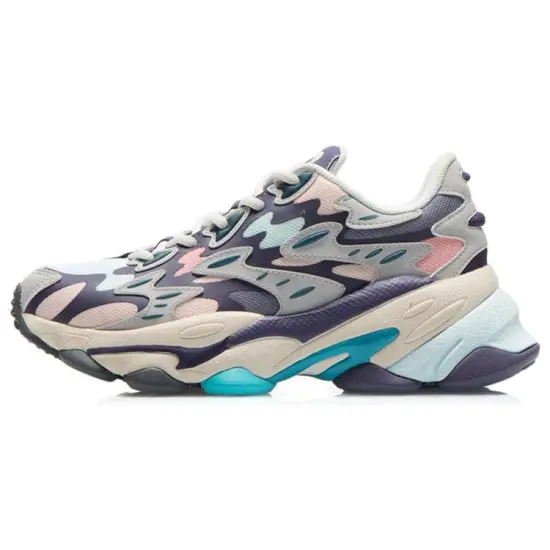 LiNing CF Tracing Cushioning Rebound Low-Top Casual Shoes Women's Grape Gray Purple