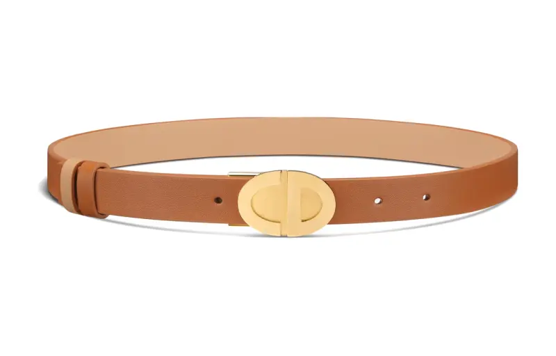 DIOR Calfskin Leather Belts Women's Brown Width 2.2CM