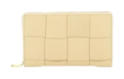 Bottega Veneta Calfskin Wallet Women's Beige Yellow