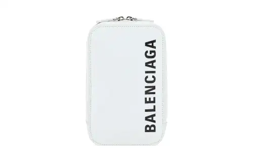 Balenciaga Calfskin Shoulder Bag, Crossbody Bag Cell Phone Pouch Women's White
