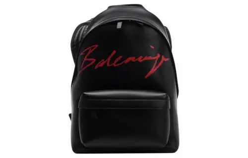 Balenciaga Leather Backpack Unisex Black & Red