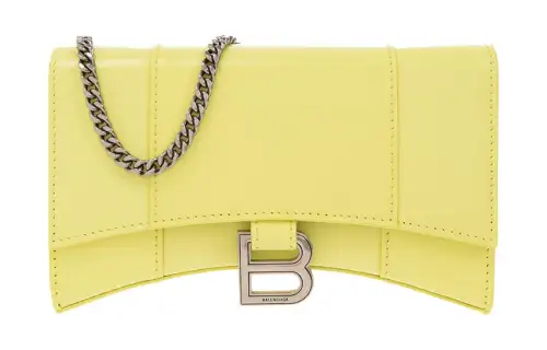 Balenciaga Hourglass Calfskin Shoulder Bag, Crossbody Bag, Wallet Extra Small Women's Yellow
