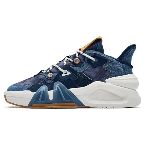 ANTA Bastard Chunky Sneakers Women's Low-Top Dark Shadow Blue/Checkerboard Gray/Light Brown